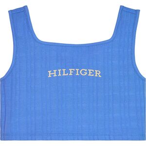 Tommy Hilfiger Top - Cropped - Rib - Blue Spell M. Hvid - Tommy Hilfiger - 8 År (128) - T-Shirt