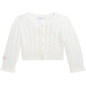 Polo Ralph Lauren Cardigan - Cropped - Strik - Hvid M. Hulmønste - Polo Ralph Lauren - 1½ År (86) - Cardigan