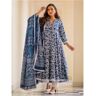 Rajasthani Design Aizza Trends - Conjunto de pantalón Anarkali Kurta de algodón con estampado floral para mujer con dupatta