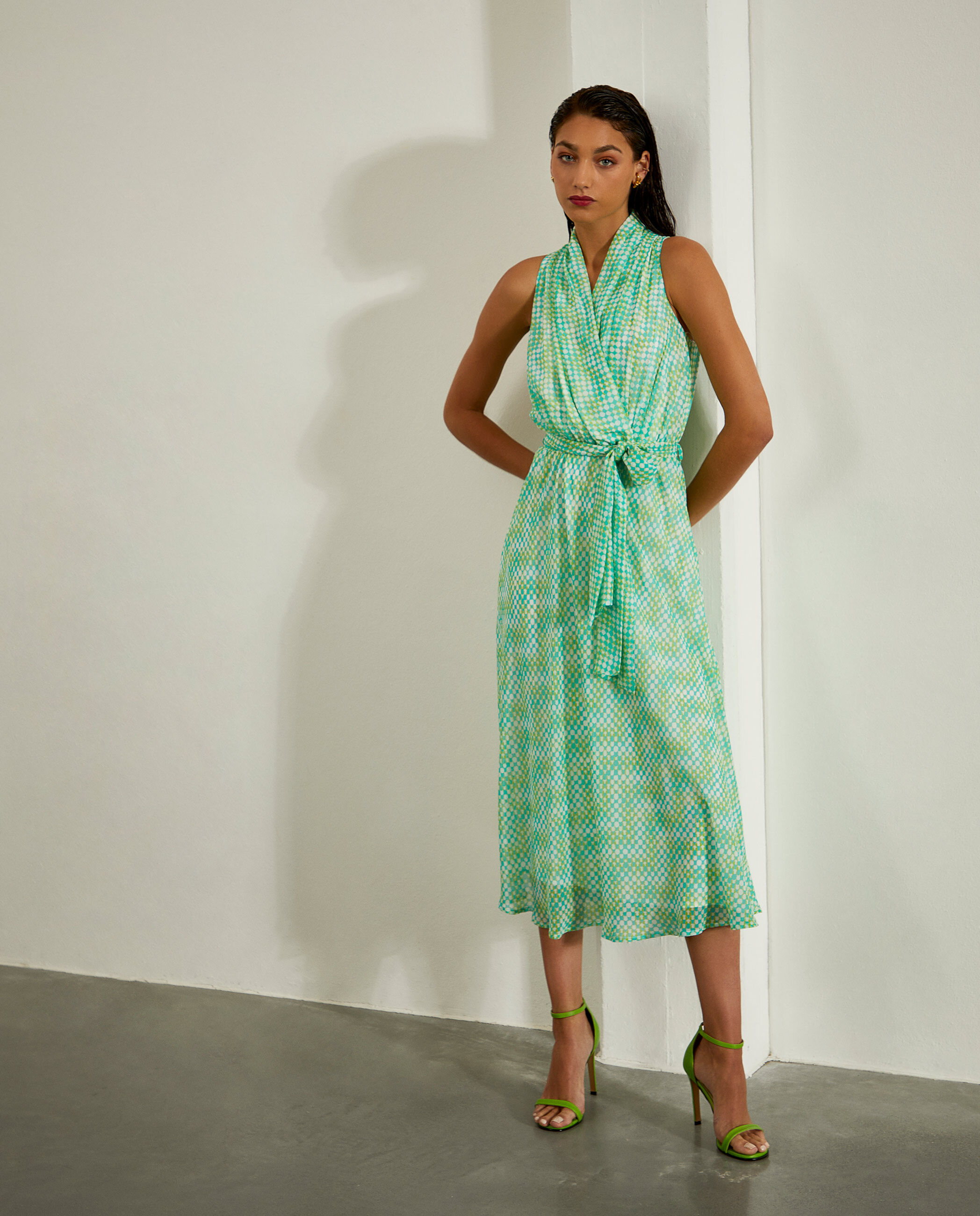 Lion of Porches Vestido midi con estampado Verde Alface