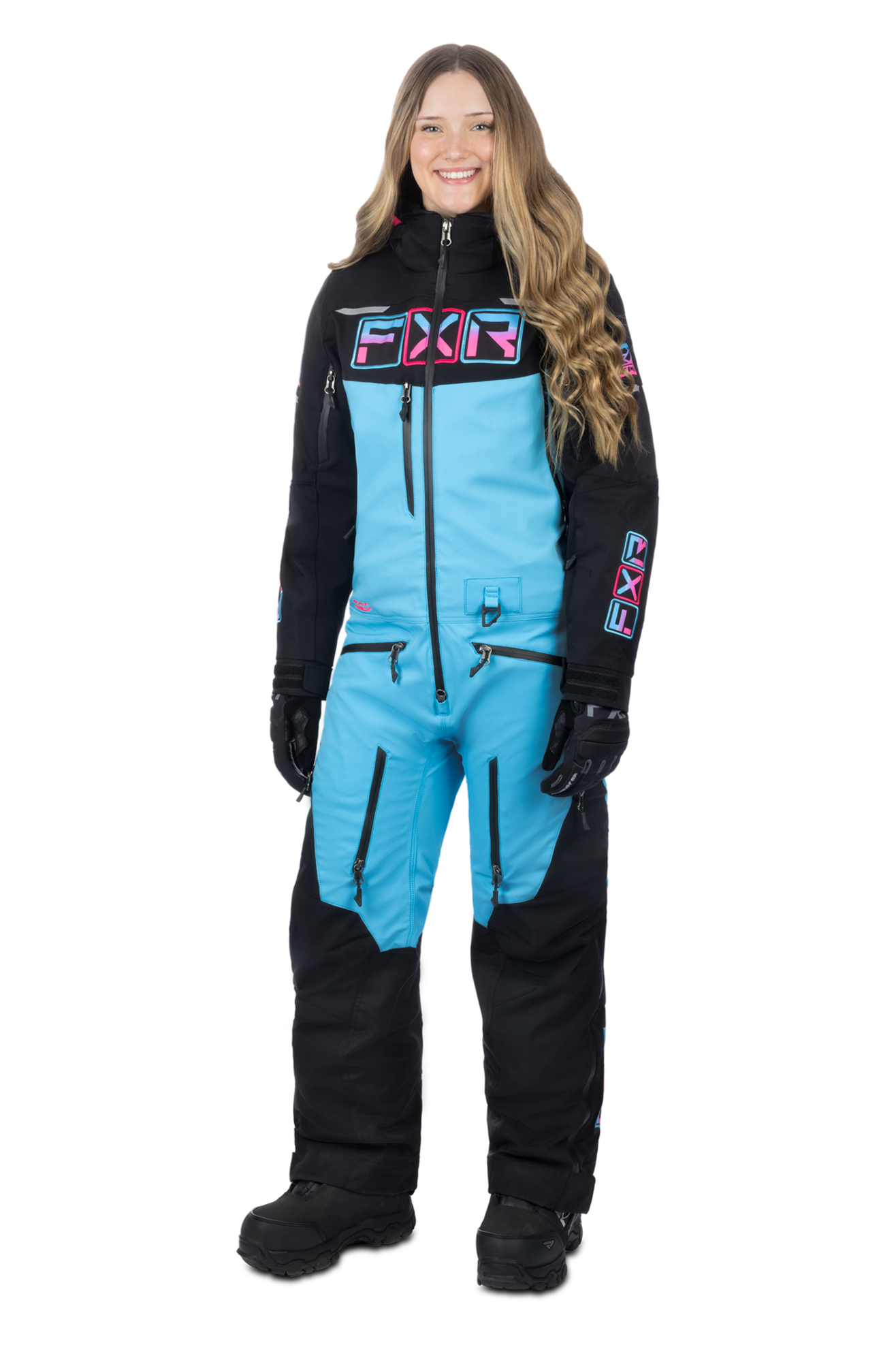 FXR Mono Mujer  Recruit Lite Negro-Azul Cielo-Rosa Eléctrico