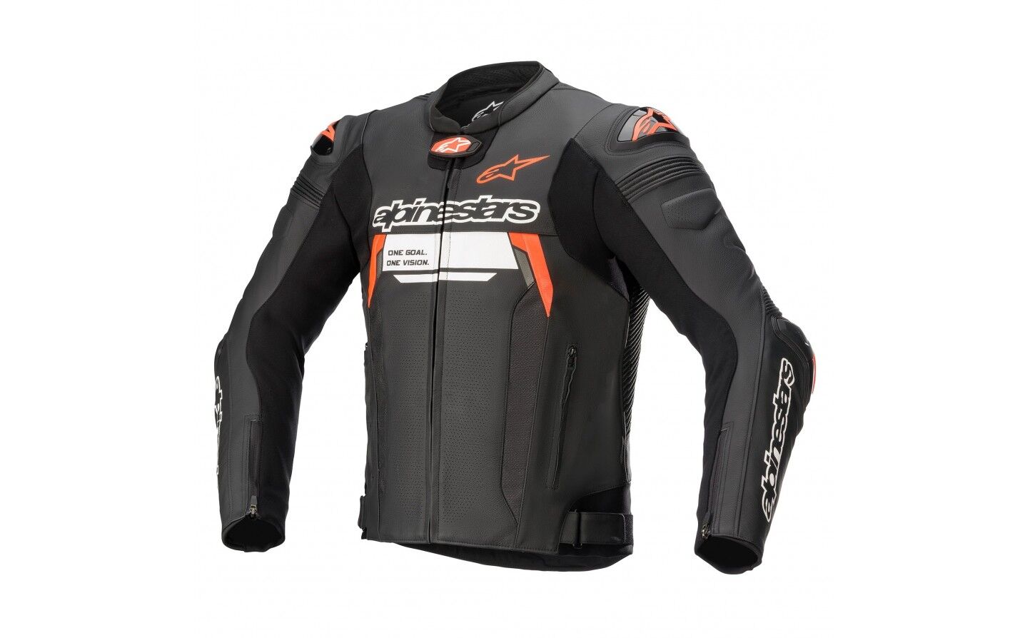 Chaqueta Alpinestars Missile V2 Ignition Leather Negro Rojo Fluor  3100222-1030