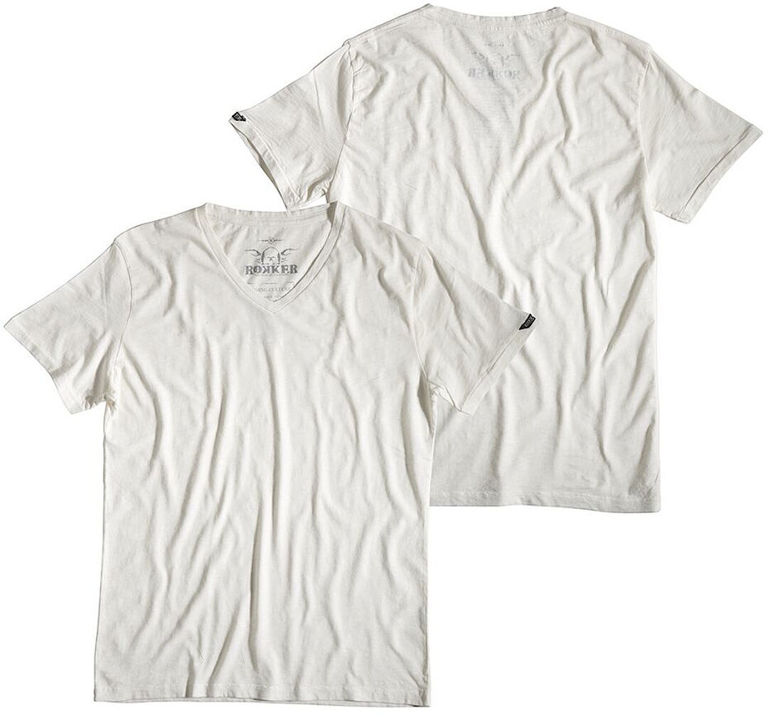 Rokker RKK V-Neck Camiseta - Blanco (XL)