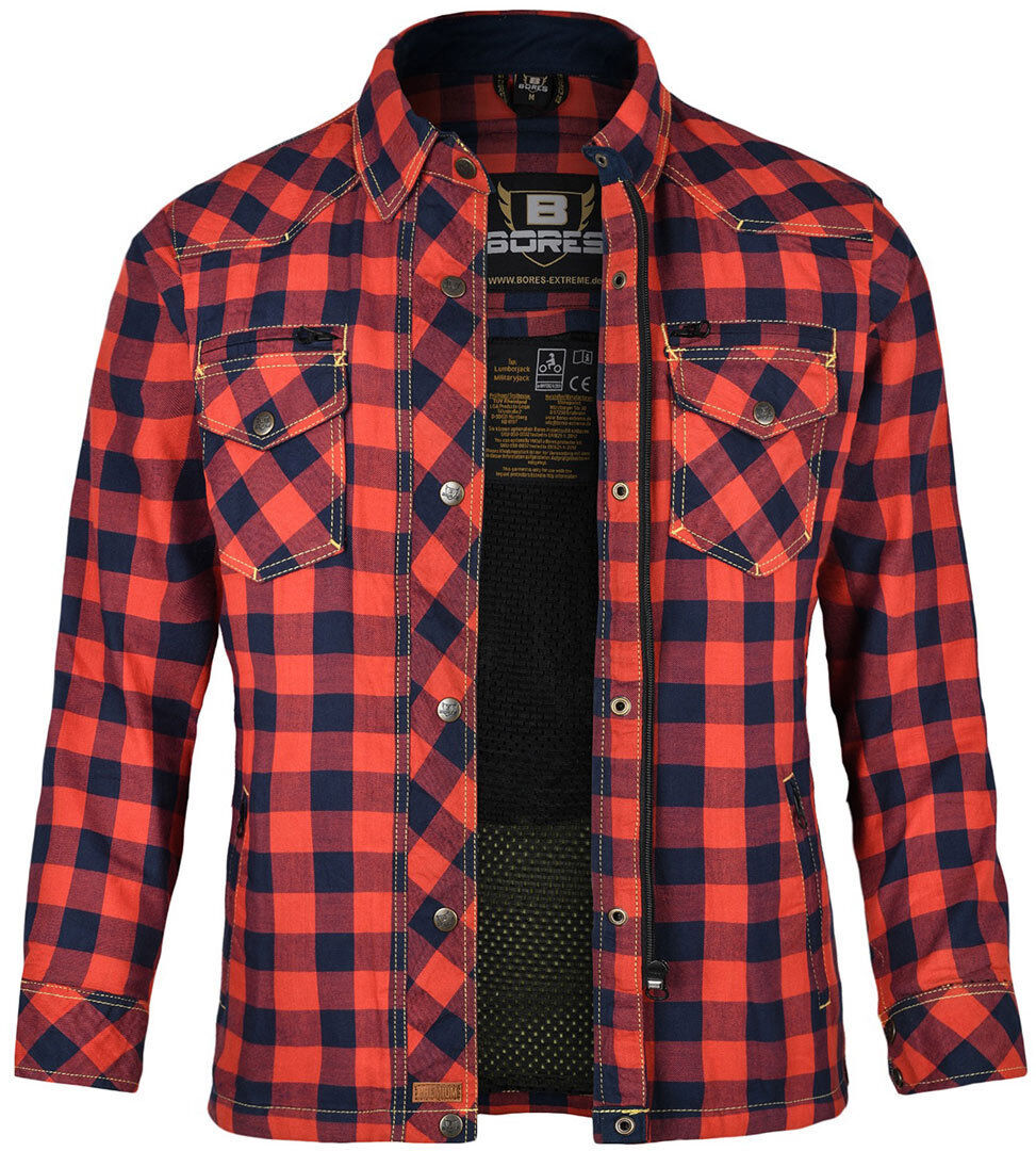 Bores Lumberjack Premium Camisa de moto para mujer - Rojo Azul