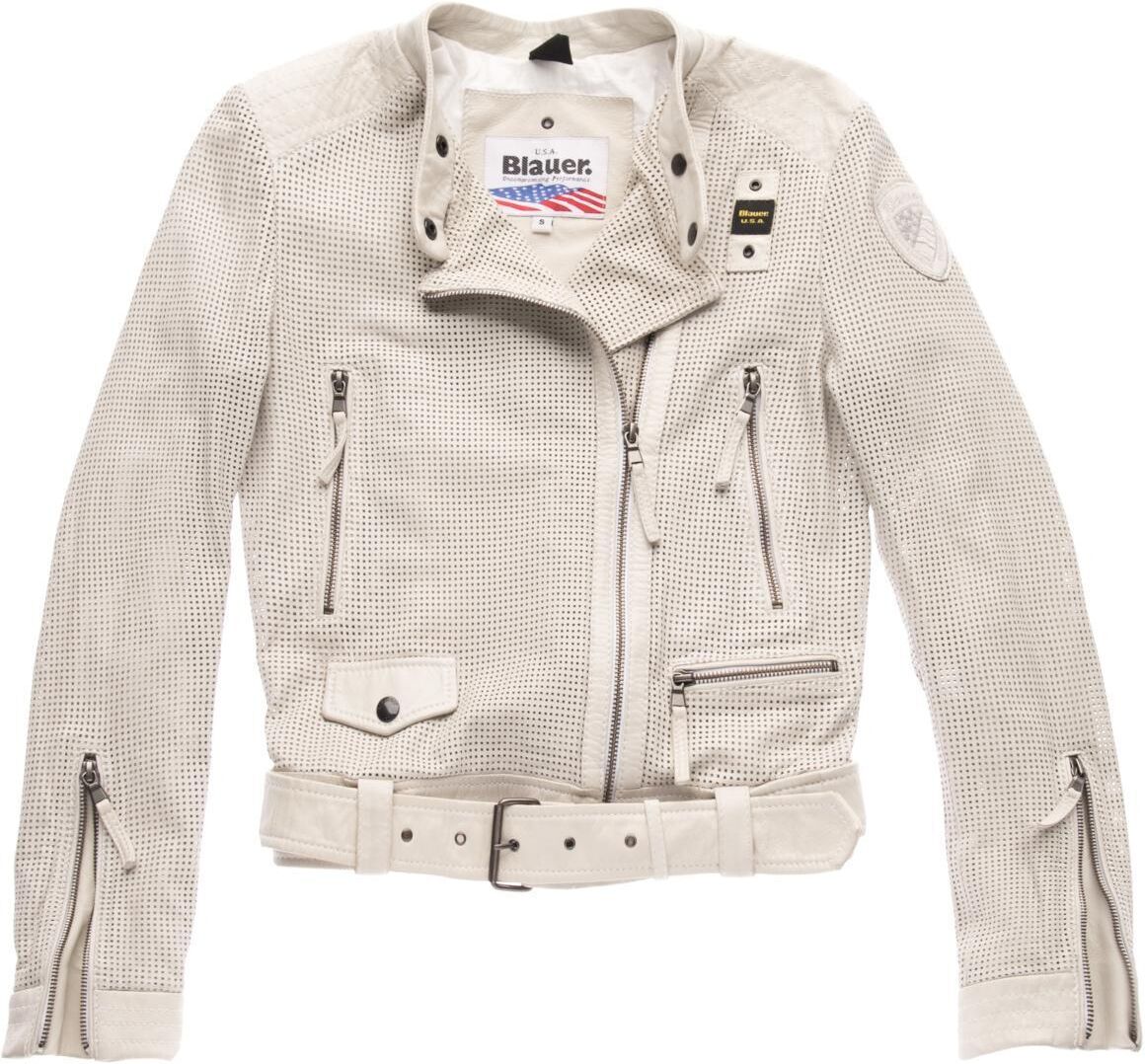 Blauer USA Moore Chaqueta de cuero de las señoras perforada - Gris Beige (L)