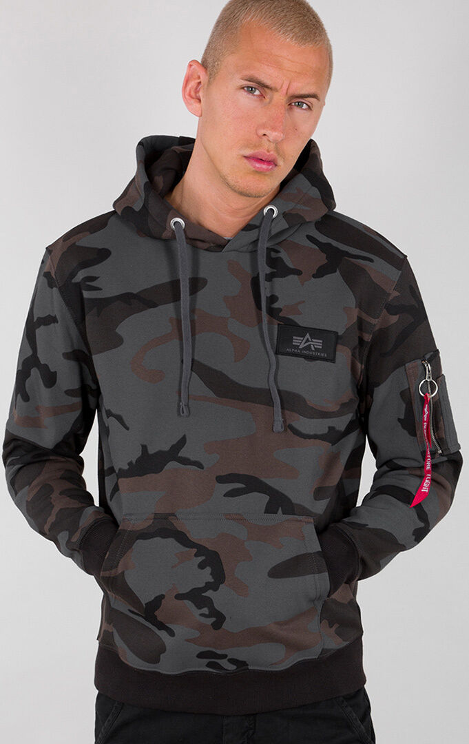 Alpha Back Print Camo sudadera con capucha - Negro Multicolor (XS)