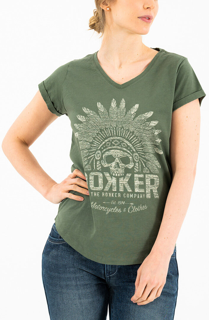 Rokker Indian Bonnet Camiseta de señoras - Verde (L)