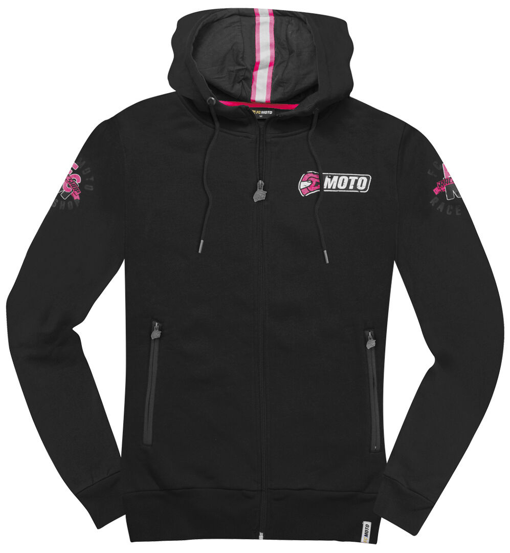 FC-Moto Effortless Sudadera con capucha con cremallera para mujer - Negro Rosa (XS)