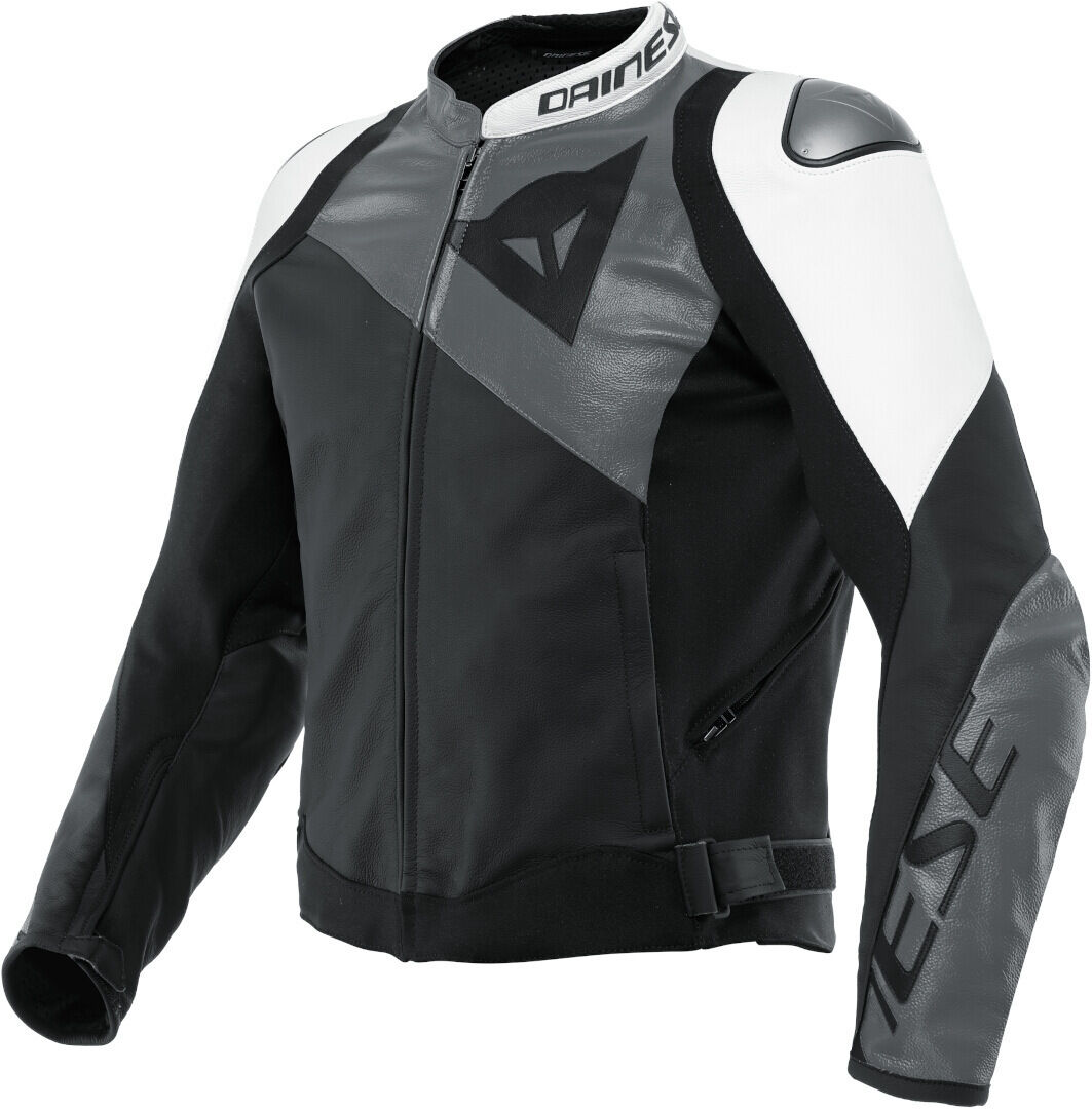 Dainese Sportiva Chaqueta de cuero para motocicleta - Negro Gris Blanco (52)