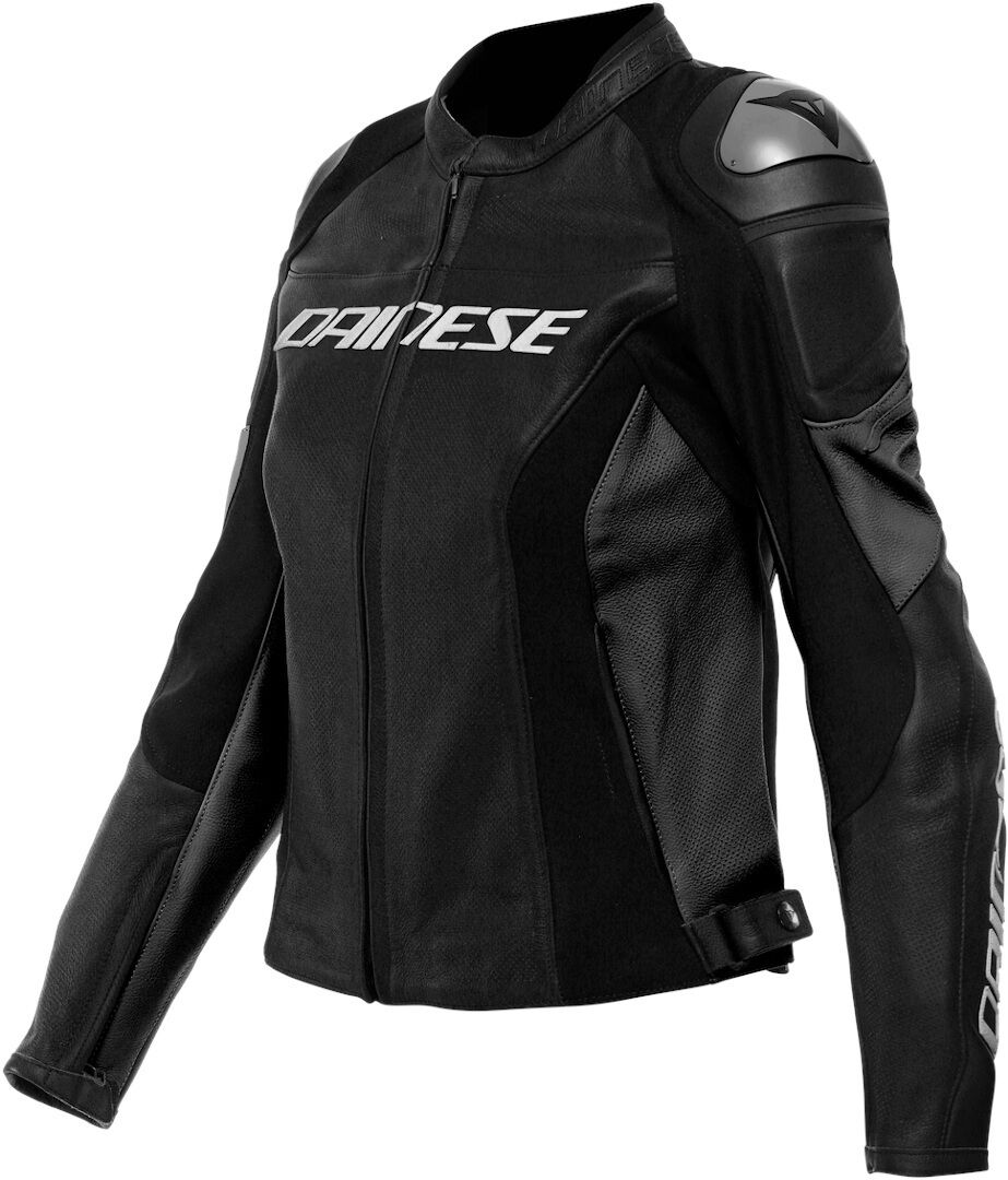 Dainese Racing 4 Chaqueta de cuero perforada para damas de motocicleta - Negro (46)