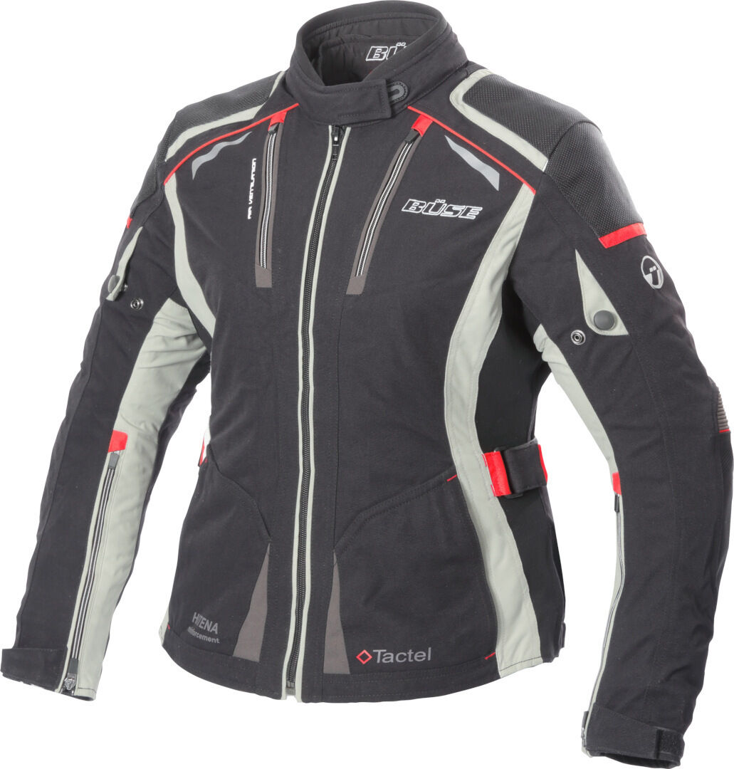 Büse Linda Chaqueta textil para motocicletas para damas - Negro Gris Rojo (38)