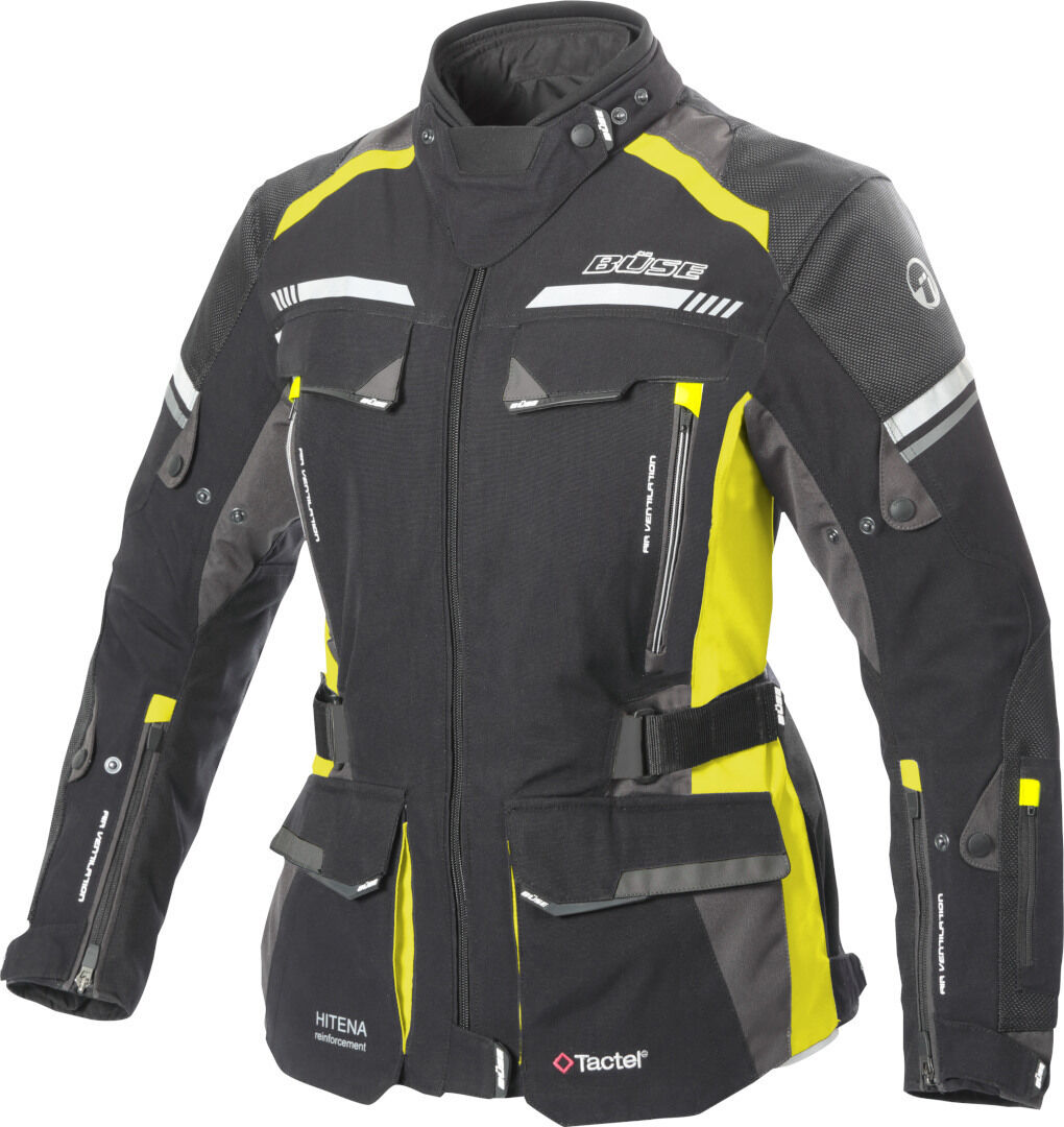 Büse Highland 2 Chaqueta textil para motocicletas para damas - Negro Gris Amarillo (42)