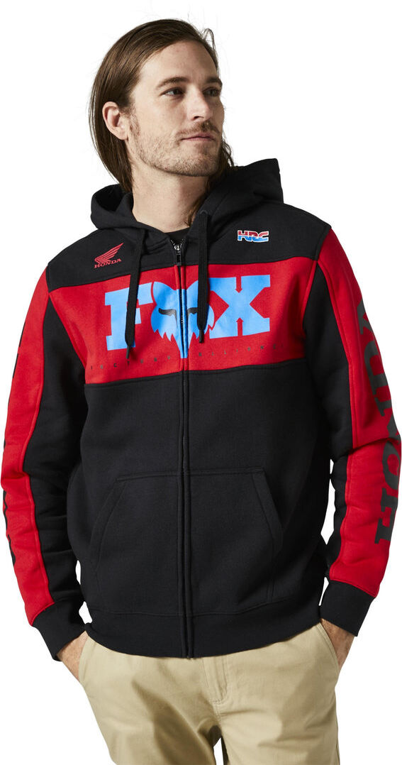 Fox Honda Zip Sudadera con capucha - Negro Rojo (M)