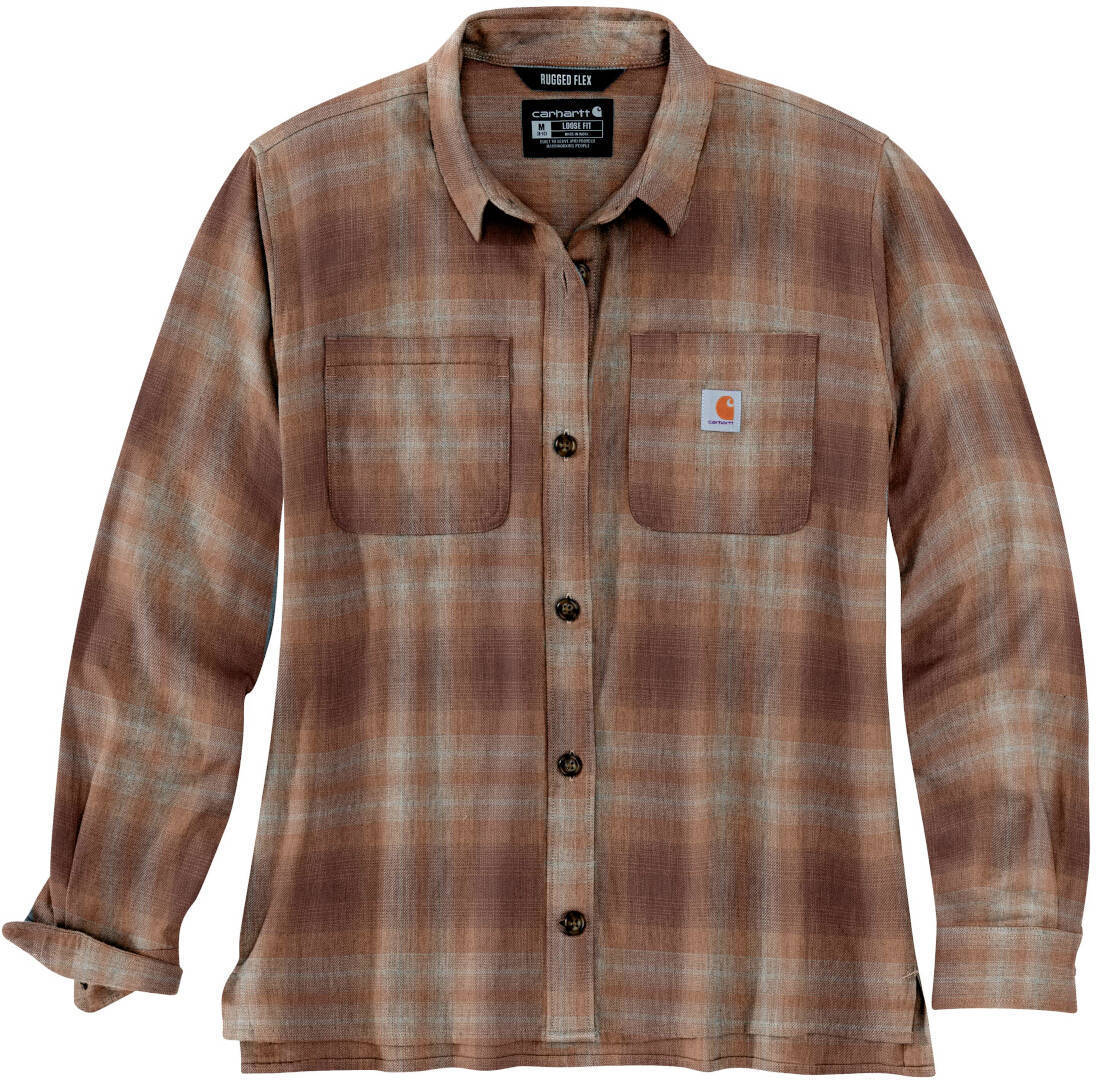 Carhartt Midweight Flannel Camisa de dama - Blanco Marrón (L)