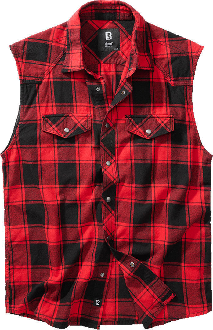 Brandit Checkshirt Camisa sin mangas - Negro Rojo (S)
