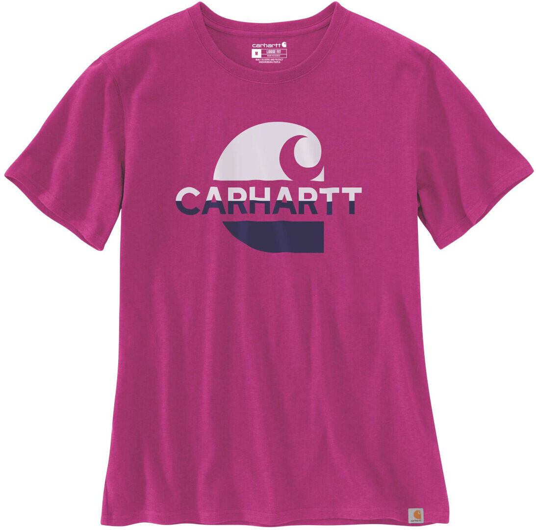 Carhartt Loose Fit Heavyweight Faded C Graphic Camiseta de damas - Rosa (M)