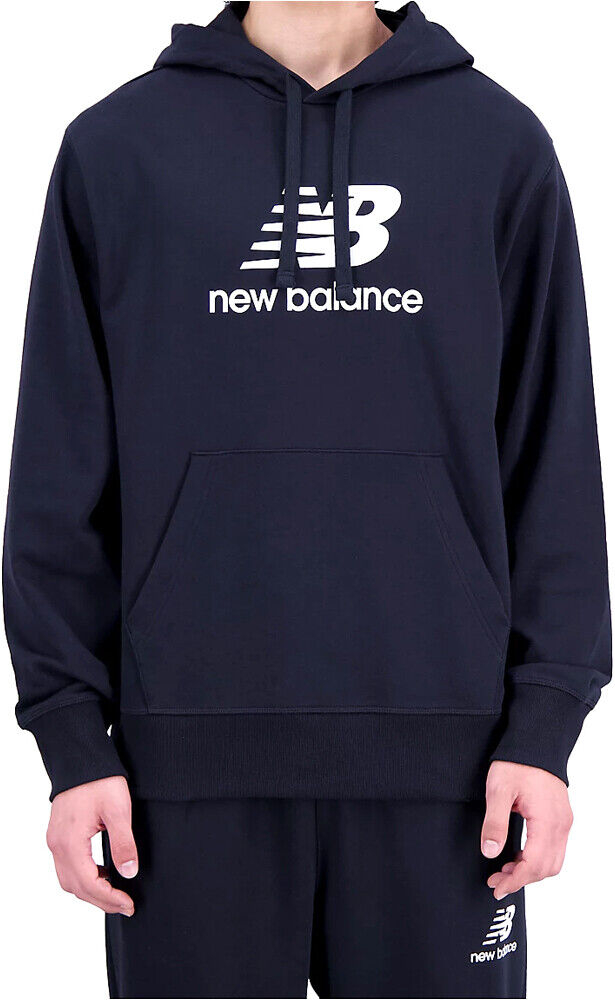 New Balance essentials stacked logo french terry sudadera hombre Negro (L)