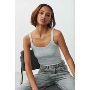 Gina Tricot - Basic rib singlet - Topit - Grey - XXS - Female - Grey - Female