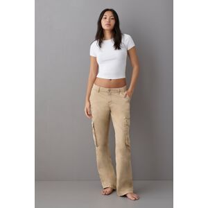 Gina Tricot - Low waist cargo jeans - cargo-housut - Beige - 32 - Female - Beige - Female