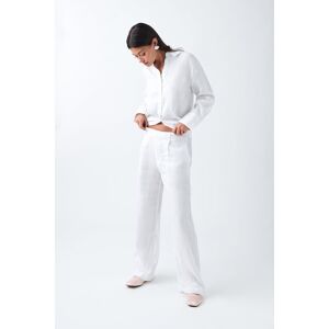 Gina Tricot - Linen trousers - pellavahousut - White - XXL - Female - White - Female