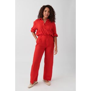 Gina Tricot - Linen trousers - pellavahousut - Red - M - Female - Red - Female