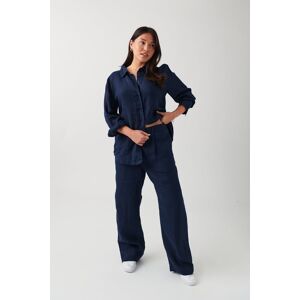 Gina Tricot - Linen trousers - pellavahousut - Blue - XS - Female - Blue - Female
