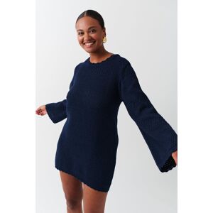 Gina Tricot - Open back crochet dress - neulemekot - Blue - L - Female - Blue - Female