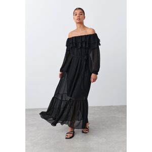 Gina Tricot - Chiffon dress - maksimekot - Black - XS - Female - Black - Female