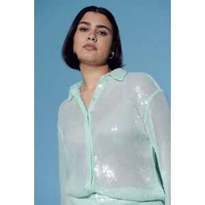 Gina Tricot - Sequin shirt - Paitapuserot - Blue - S - Female - Blue - Female