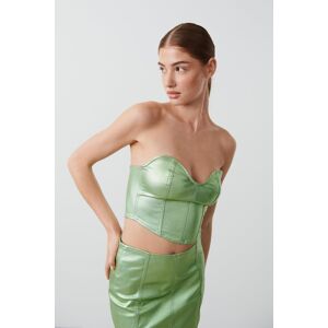 Gina Tricot - Metallic corset - korsettitopit - Green - M - Female - Green - Female