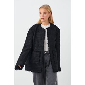 Gina Tricot - Tweed long jacket - bleiserit - Black - 40 - Female - Black - Female