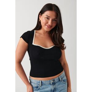 Gina Tricot - Knitted top - lyhythihaiset - Black - XS - Female - Black - Female