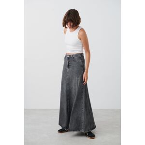 Gina Tricot - Wide denim skirt - farkkuhameet - Black - 34 - Female - Black - Female