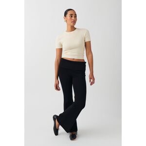 Gina Tricot - Knitted folded down trousers - Housut - Black - XL - Female - Black - Female