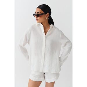 Gina Tricot - Gauze shirt - pellavapaidat - White - XL - Female - White - Female