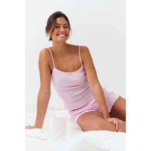 Gina Tricot - Pointelle singlet - pyjamat - Pink - L - Female - Pink - Female