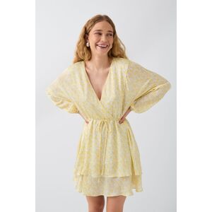 Gina Tricot - Mini drawstring dress - kukkamekot - Yellow - S - Female - Yellow - Female