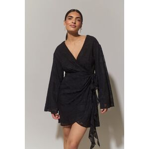 Gina Tricot - Floral wrap dress - kietaisumekot - Black - 42 - Female - Black - Female