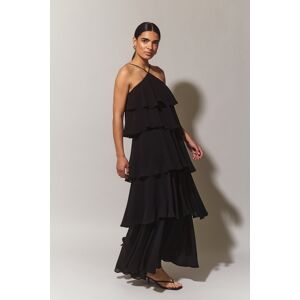 Gina Tricot - Frill maxi dress - maksimekot - Black - 36 - Female - Black - Female