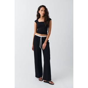 Gina Tricot - Waist detail trousers - straight - Black - XL - Female - Black - Female