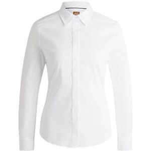 Boss Slim-fit blouse in cotton-blend poplin