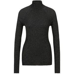 Boss Ribbed sweater in metallised fabric with mock neckline