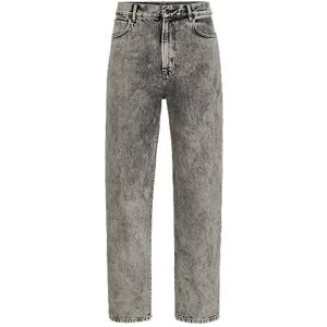 HUGO Loose-fit jeans in bleach-wash black rigid denim