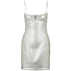 HUGO Metallic faux-leather mini dress with notch neckline