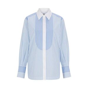 Boss Pure-cotton blouse with mixed vertical stripes