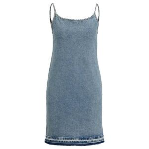 HUGO Strappy dress in blue stretch denim