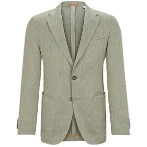 Boss Slim-fit blazer in herringbone linen and silk