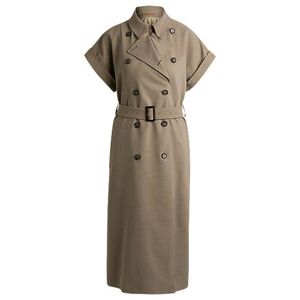 Boss Belted short-sleeved coat in stretch fabric