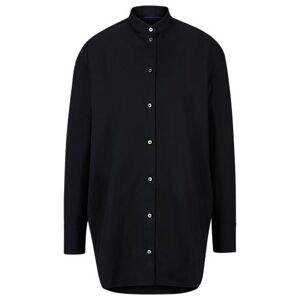 Naomi x BOSS longline cotton blouse with crinkle-free effect