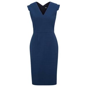 Boss Cap-sleeve V-neck dress in melange virgin wool